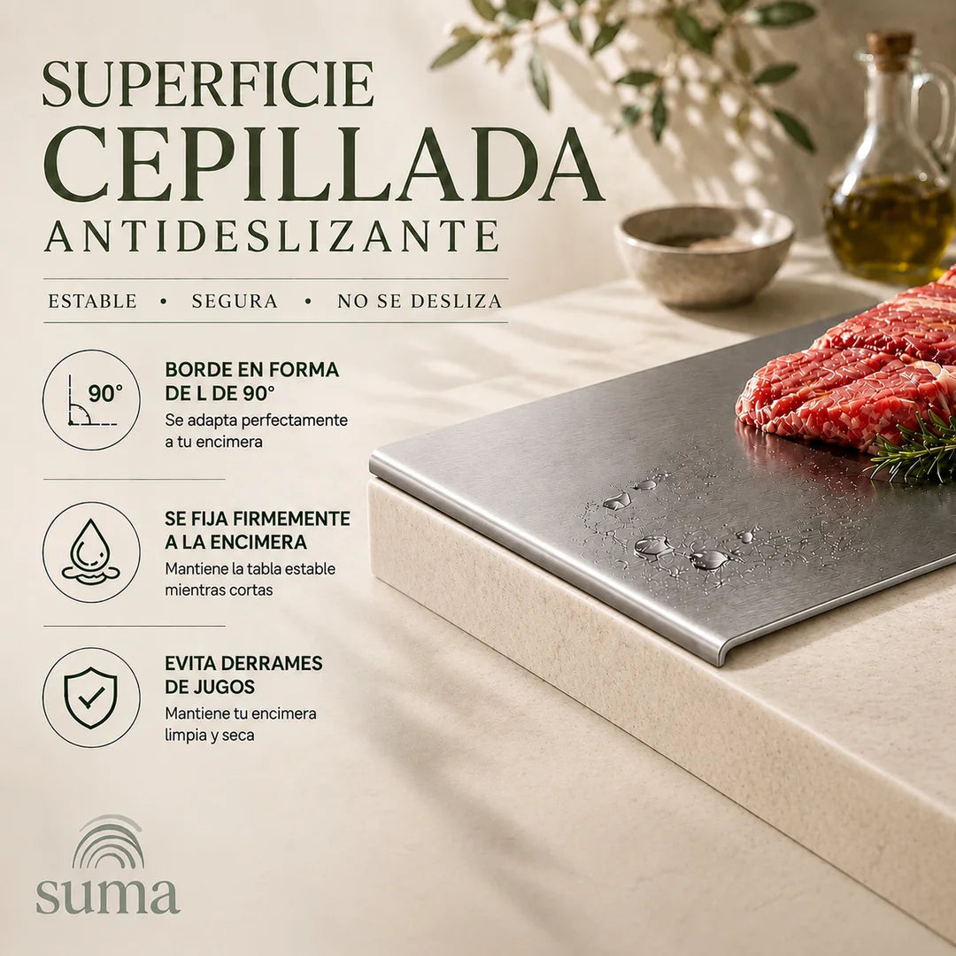 Tabla acero — superficie y borde
